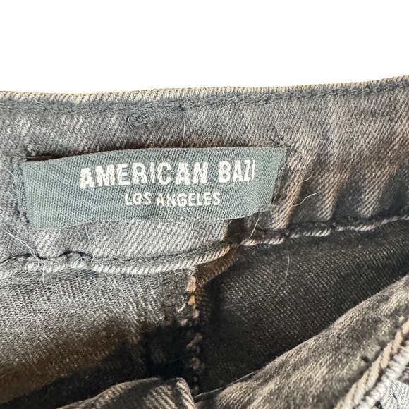 American Bazi Distressed Jeans Womens Size Large Black Denim Edgy Unique Zippers - Picture 3 of 13